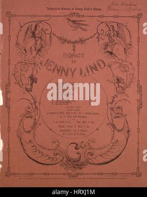 Notenbild des Liedes „Authorized Edition of Jenny Lind's Songs of Jenny Lind the Herdsman's Song „Herde sang“ The Celebred Echo Song [English and Swedish]“, mit Originalnotizen mit dem Titel „Compressed by Ahlstrom published under the Supervision of George Loder and Henry C Watson“, USA, 1850. Der Verlag wird als „Firth, Pond and Co., 1 Franklin Sq.“ aufgeführt, die Form der Komposition ist „Sectional“, die Instrumentierung ist „Piano und Stimme“, die erste Zeile lautet „Come hither come hither my Pretty Herd“, und der Illustrator wird als „Joscelyn, eng“ aufgeführt Stockfoto