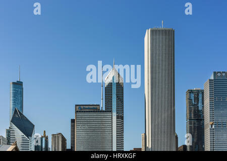 Chicago, USA - 30. Mai 2016: Stadtbild mit Wolkenkratzern wie Prudential Stockfoto