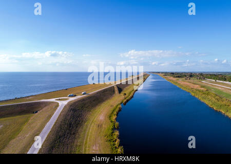 Florida Port Mayaka, Lake Okeechobee, Florida Trail, Luftaufnahme von oben, FL170226010 Stockfoto