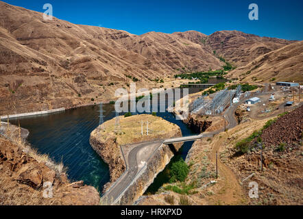 Snake River unterhalb des Oxbow Dam im Hells Canyon, Idaho Seite an Idaho-Oregon Grenze, USA Stockfoto