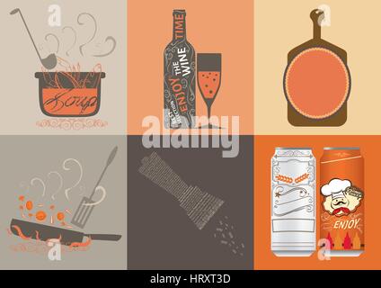 Orange Browm Farbe-Ton-Design Cooking Vektor. Stock Vektor