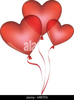 rote Luftballons set in Herz-Form-design Stock Vektor
