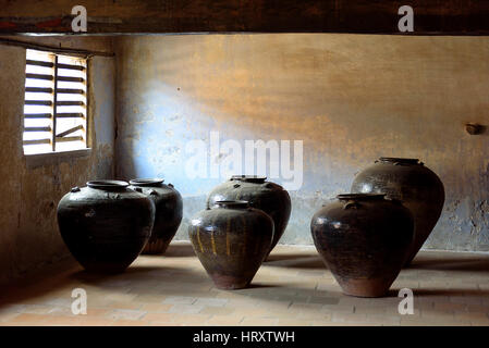 Innen- und Außenbereich des Padmabhapuram Royal Palace. Stockfoto