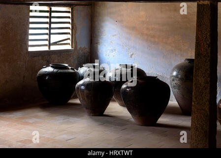 Innen- und Außenbereich des Padmabhapuram Royal Palace. Stockfoto