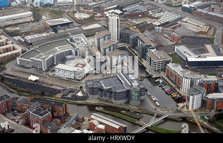 Luftaufnahme des The Royal Armouries, Clarence Dock, Leeds, Yorkshire, Großbritannien Stockfoto