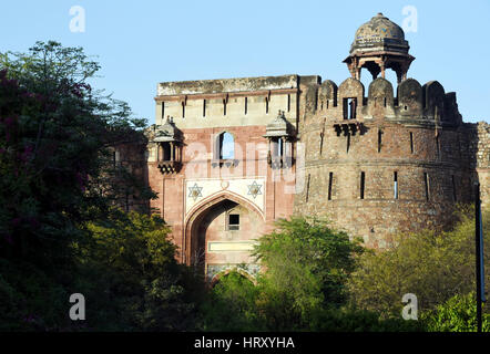 Purana Qila (alte Festung) in Neu-Delhi. Purana Qila ist eine Festung aus dem 16. Jahrhundert in Neu-Delhi. Stockfoto