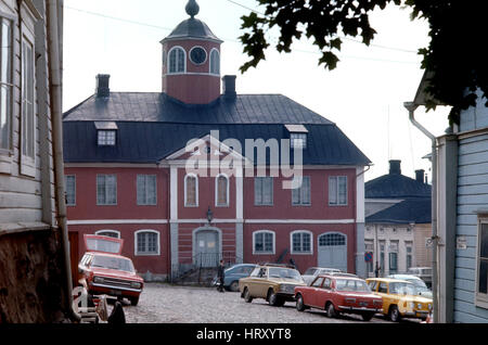 PORVOO hölzerne Altstadt in Ostfinnland 1990 das alte Rathaus Stockfoto