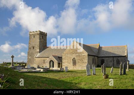 St. Materiana Kirche, Tintagel, Cornwall, UK, September 2016. Stockfoto