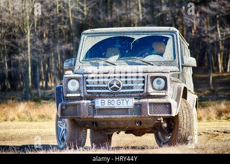 Brasov, Rumänien 4. März 2017: Mercedes-Benz G-Klasse Probefahrt am 4. März 2017 in Brasov, Rumänien Stockfoto