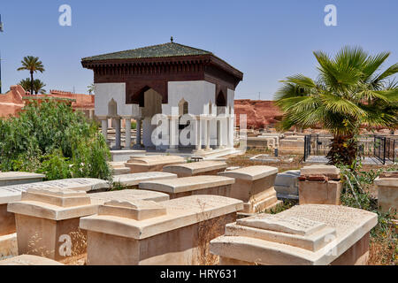 Ha Juden Ha Jehudim auf Cimetière de Bab Ghmat, Gräber auf dem jüdischen Friedhof, Marrakesch, Marokko, Afrika Stockfoto