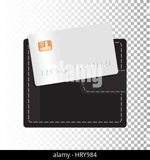 Kreditkarte und Geldbeutel realistisch detaillierte geometrische Gestaltung mit isoliert auf weißem Hintergrund. Illustration für Ihr Design. Stock Vektor