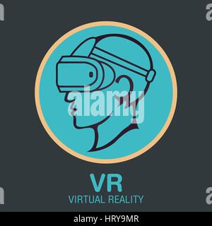VR-Brille für Smartphone-Vektor-Illustration. Virtual-Reality-Kopfhörer-Logo-Symbol Stock Vektor
