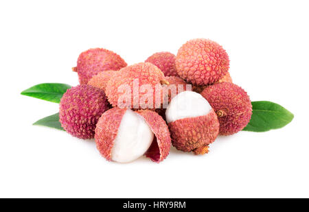 Litschi frisches Obst auf weiß Stockfoto