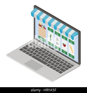 Online-Shop auf modernen laptop Stock Vektor