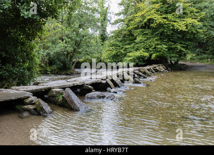 Tarr Schritte Klöppel Brücke über Fluß Barle, Exmoor, Somerset, Großbritannien Stockfoto