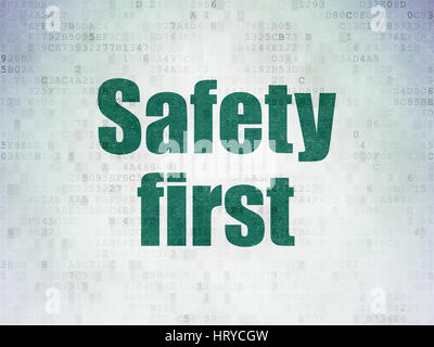 Schutzkonzept: Sicherheit zuerst auf digitale Daten Papierhintergrund Stockfoto