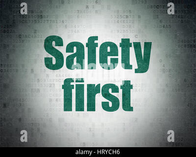 Sicherheitskonzept: Sicherheit zuerst auf digitale Daten Papierhintergrund Stockfoto