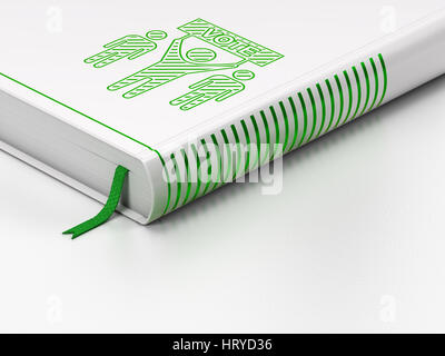 Politik-Konzept: Buch mit sieben Siegeln, Wahlkampf auf weißem Hintergrund Stockfoto