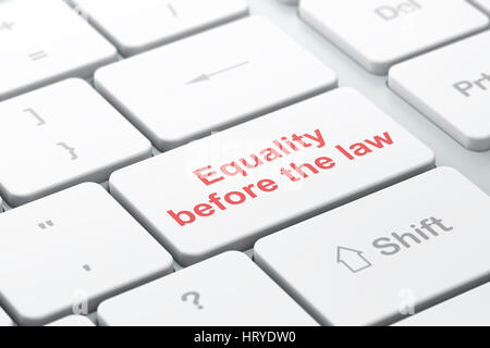 Politik Konzept: die Gleichheit vor dem Gesetz auf dem Computer Tastatur Hintergrund Stockfoto
