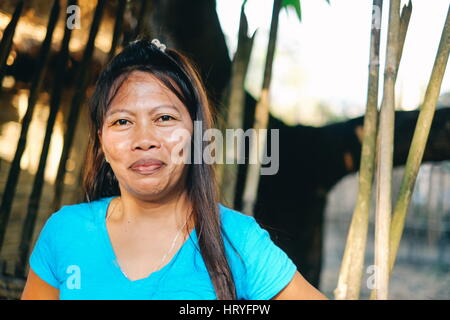 Provinzielle asiatischen Porträt einer Frau, Lächeln Stockfoto