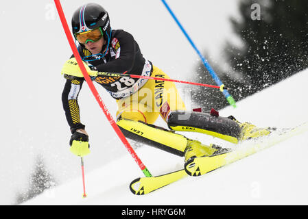 Kranjska Gora, Slowenien. 5. März 2017. Lesen Sie Erik von Kanada auf dem Platz während der 56. Vitranc Cup Slalom Rennen in Kranjska Gora, Slowenien am 5. März 2017 Credit: Rok Rakun/Pacific Press/Alamy Live News Stockfoto