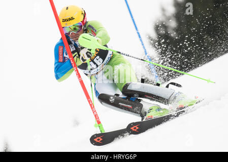 Kranjska Gora, Slowenien. 5. März 2017. Hadalin Stefan Sloweniens auf dem Platz während der 56. Vitranc Cup Slalom Rennen in Kranjska Gora, Slowenien am 5. März 2017 Credit: Rok Rakun/Pacific Press/Alamy Live News Stockfoto