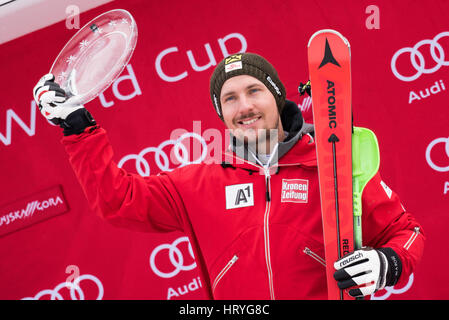 Kranjska Gora, Slowenien. 5. März 2017. Marcel Hirscher Österreichs beim 56. Vitranc Cup Slalom-Rennen in Kranjska Gora, Slowenien am 5. März 2017. Bildnachweis: Rok Rakun/Pacific Press/Alamy Live-Nachrichten Stockfoto