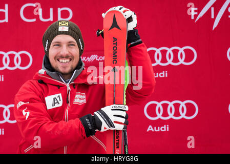 Kranjska Gora, Slowenien. 5. März 2017. Marcel Hirscher Österreichs beim 56. Vitranc Cup Slalom-Rennen in Kranjska Gora, Slowenien am 5. März 2017. Bildnachweis: Rok Rakun/Pacific Press/Alamy Live-Nachrichten Stockfoto