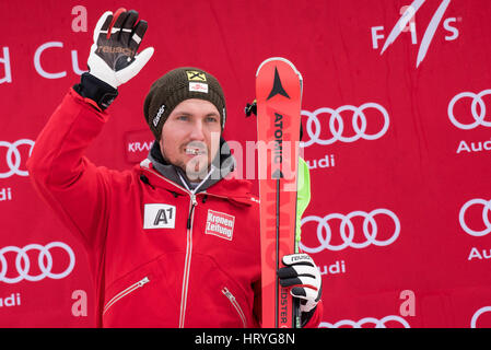 Kranjska Gora, Slowenien. 5. März 2017. Marcel Hirscher Österreichs beim 56. Vitranc Cup Slalom-Rennen in Kranjska Gora, Slowenien am 5. März 2017. Bildnachweis: Rok Rakun/Pacific Press/Alamy Live-Nachrichten Stockfoto