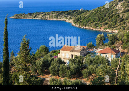 Häuser in der Nähe von Kioni, Ithaka, Griechenland Stockfoto