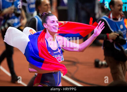 Belgrad, Serbien. 5. März 2017. Belgrad, Serbien - März: Ivana Spanovic gewinnen beim Dreisprung Frau Finale am dritten Tag von den 2017 Leichtathletik-Halleneuropameisterschaften in der Kombank-Arena am 5. März 2017 in Belgrad, Serbien. Bildnachweis: Nikola Krstic/Alamy Live-Nachrichten Stockfoto