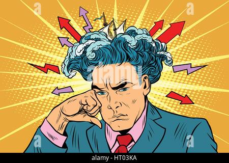 Brainstorm Mann denkt Stock Vektor