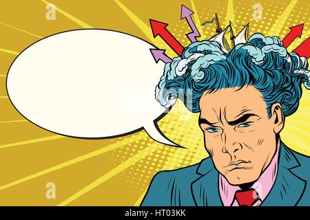 Brainstorm Mann denkt Stock Vektor