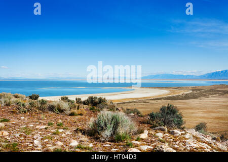 Panoramablick auf der schönen großen Salzsee im Antelope Island State Park, Utah, USA Stockfoto