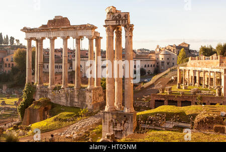 Das Forum des Augustus mit dem Tempel des Mars Ultor in den kaiserlichen Foren Stockfoto