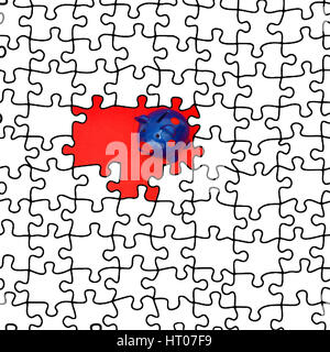 Sparschwein Shub in Einem Puzzle - Sparschwein in einem puzzle Stockfoto