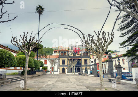 Blick auf Straße in der historischen Stadt Teror. Gran Canaria, Kanarische Inseln Stockfoto