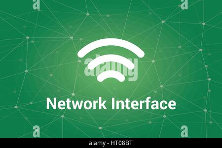 Netzwerk Schnittstelle weißen Text Illustration mit grünen Konstellation als Hintergrund und Signal-Bar-Symbol Stock Vektor