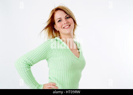 Blondine, Junge Frau Im Portrait - blonde, junge Frau im portrait Stockfoto