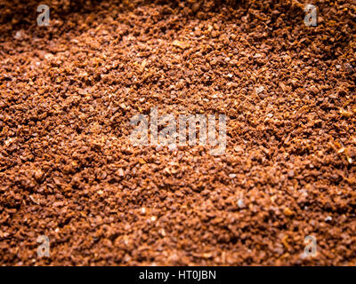 Eine Nahaufnahme von Filterkaffee Granulat Stockfoto