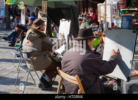 Place du Tertre und Maler. Montmartre. Paris, Frankreich, Europa. Stockfoto