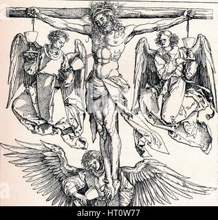 "Christus am Kreuz mit drei Engel", 1523-1525 (1906). Künstler: Albrecht Dürer. Stockfoto