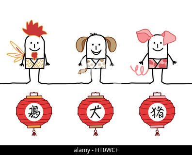 Cartoon-Astrologie chinesische Zeichen 4 Stockfoto