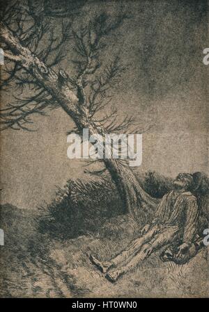 "Der sterbende Vagabund", 1875. Künstler: Alphonse Legros. Stockfoto