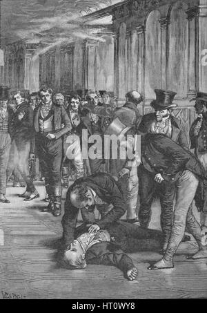 Attentat auf Spencer Perceval, 1812 (1906). Künstler: unbekannt. Stockfoto