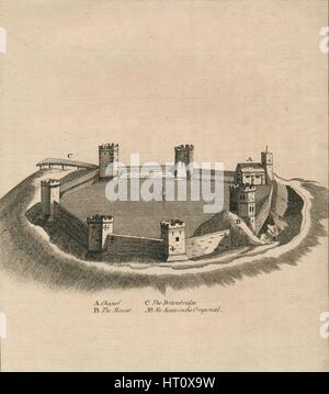 "Birds Eye View von Oxford Castle in Oxfordshire", c1800. Künstler: unbekannt. Stockfoto