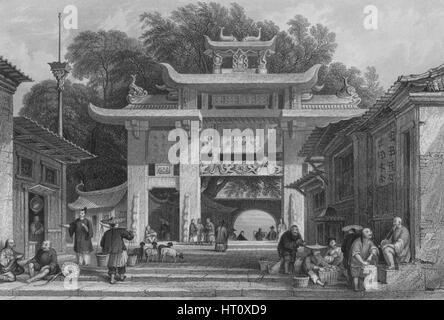 'Eingang in die Stadt Amoy', 1843. Künstler: S Fisher. Stockfoto