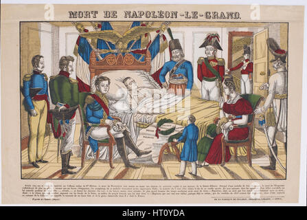 Napoleon Bonaparte auf seinem Sterbebett, 5. Mai 1821, 1821-1822. Künstler: Imagerie d'Épinal, Vogesen Stockfoto