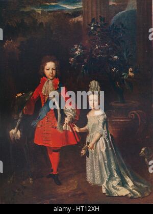 James Francis Edward Stuart (1688-1765), Louisa Maria Theresa Stuart (1692-1712), 1695, (1911). Künstler: Nicolas de Largilliere Stockfoto