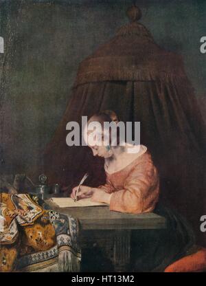 Frau schreibt einen Brief, c1655, (1938). Künstler: Gerard Terborch II Stockfoto